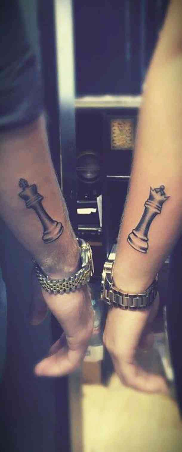 king and queen chess pieces matching tattoos